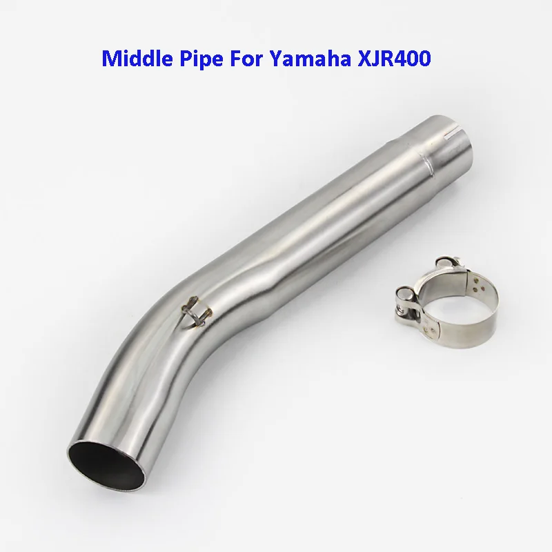 Motorcycle Exhaust Middle Mid Pipe Exhaust Stainless Steel Conencting Tubes Slip on for Yamaha XJR400 Moto