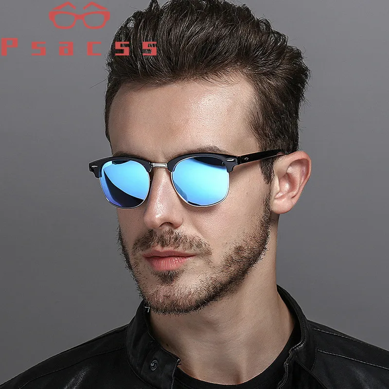 Psacss Fashion Square Polarized Sunglasses Men Driving Fishing Classic Brand Designer Male Retro Rivet Sun Glasses UV400 oculos