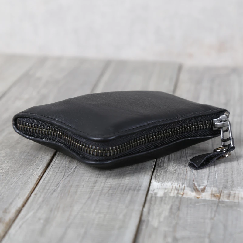 Men Short Wallet Genuine Cowhide Cow Leather Luxury Women Casual Zipper Storage Coin Purses Small Clutch Bag Key Pack