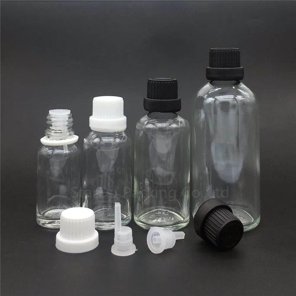 

100pcs 5ml -100ml Transparent Glass Bottle, Vials Essential Oil Bottle With Tamper Evident Cap Perfume Bottles