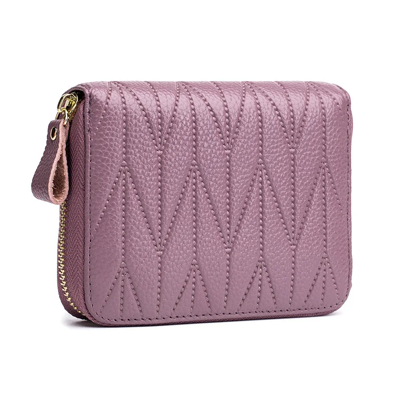RFid Credit Card Holder Women Id Wallet Female Zipper Genuine Leather Fashion Coins Small Purs Porte Carte Card Case Luxury
