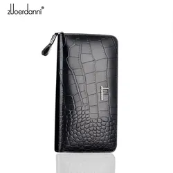 Male genuine Leather Wallet Zipper multi-funtion men wallets long purse crocodile man handbag