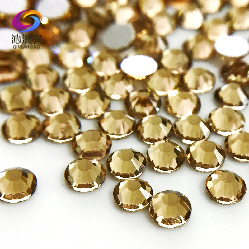 SS3-SS34 Light coffee color Non HotFix flatback Top-level glass crystal 3D Nail Art Rhinestones diy Decorations MFQK