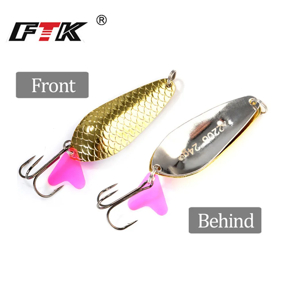 FTK  Fishing Lure 1PC 24g/30g/35g/42g Spoon Noise Sequin Paillette Carp Hard Fishing Baits With Mustad 34647-BN Treble Hook Lure