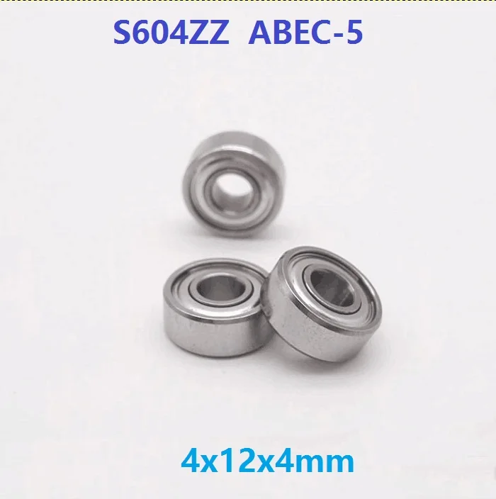 

50pcs/lot S604ZZ S604 ZZ ABEC-5 4x12x4mm stainless steel bearing Deep Groove Ball bearing double shielded 4*12*4mm 604 604ZZ