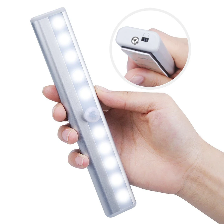 Battery Operated 6/10 Leds 98/190 Mm Led Onder Kast Licht Pir Motion Sensor Garderobe Kast Kast Keuken Muur nachtlampje