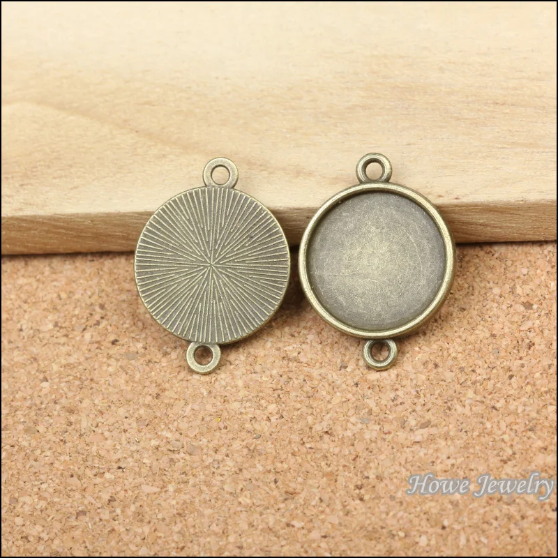 110pcs  round  Cameo/Cabochon connector  frame charm antique bronze  fit  for   maxi Necklaces & Pendants  25*19mm (fit  16mm)