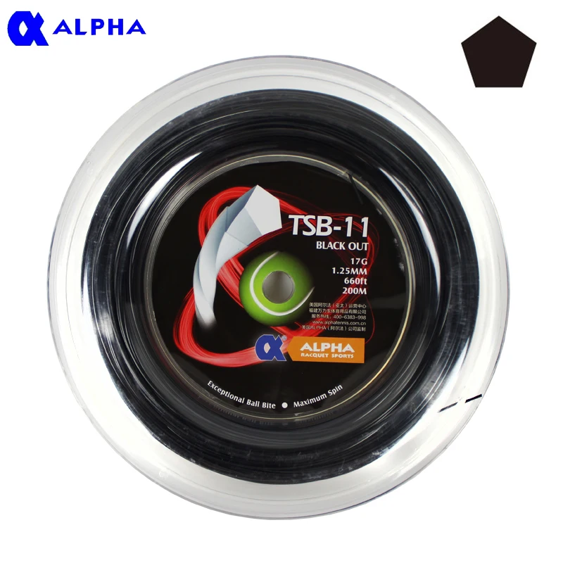 

Alpha Tennis Racket String Polyester 1.25mm 200m Reels Pentagon Spin Controll Excellent Durable 60LBS Tennis Line Accessries