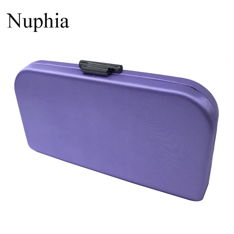 Nuphia Large Size Silk Satin Box Clutches Evening Bags and Clutch Bags for Women Violet Purple Burgundy Red Green