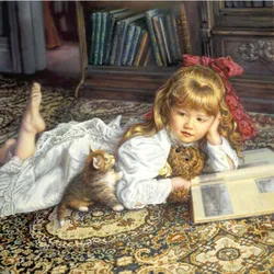 Bambina e Gatto Sveglio del Capretto Cross Stitch Kit Mestieri D'arte Cucito 14ct stampati Ricamati A Mano DMC Della Parete Decorazione Della Casa