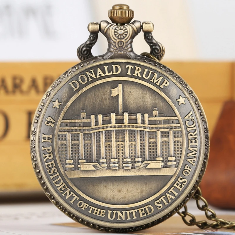 Seal of the President of The United States of America White House Donald Trump Quartz Pocket Watch Art Collections for Men Women