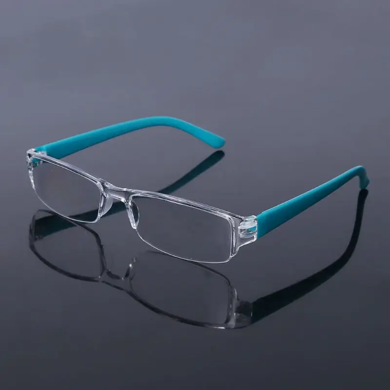 Unisex Lightweight Clear Fashion Rimless Reading Glasses 1.00-4.00 Diopter Eyewear With Leather Case