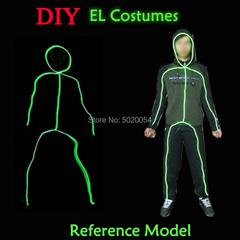 Popular Dance EL Wire Suit Clothings Light up performance costume Matchstick Men Led Costume Stage Show Costume Decoration