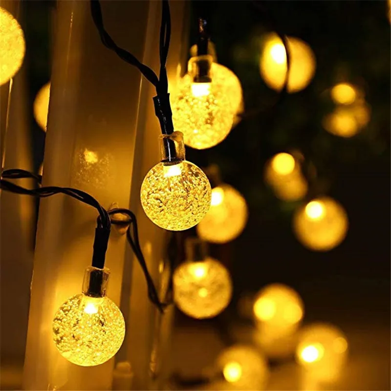 5M 10M Solar Lamp Crystal Ball LED String Lights Flash Waterproof Fairy Garland For Outdoor Garden Christmas Wedding Decoration