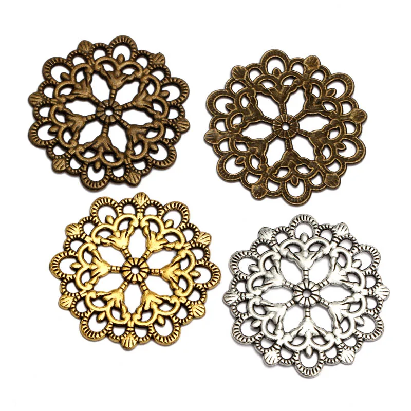 20pcs/lot Antique Bronze 29mm Round Flower Motif charms Good Quality and wholesale Diy Jewelry findings Components