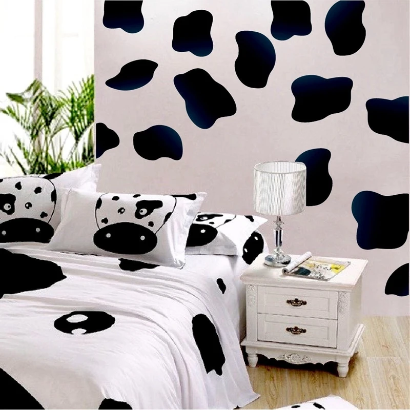 24pcs Cow Spot Wall Decal Animal Vinyl Wallpaper Removable Cow Skin Peel and Stick Wall Murals For Wall Or Furniture Art Decor