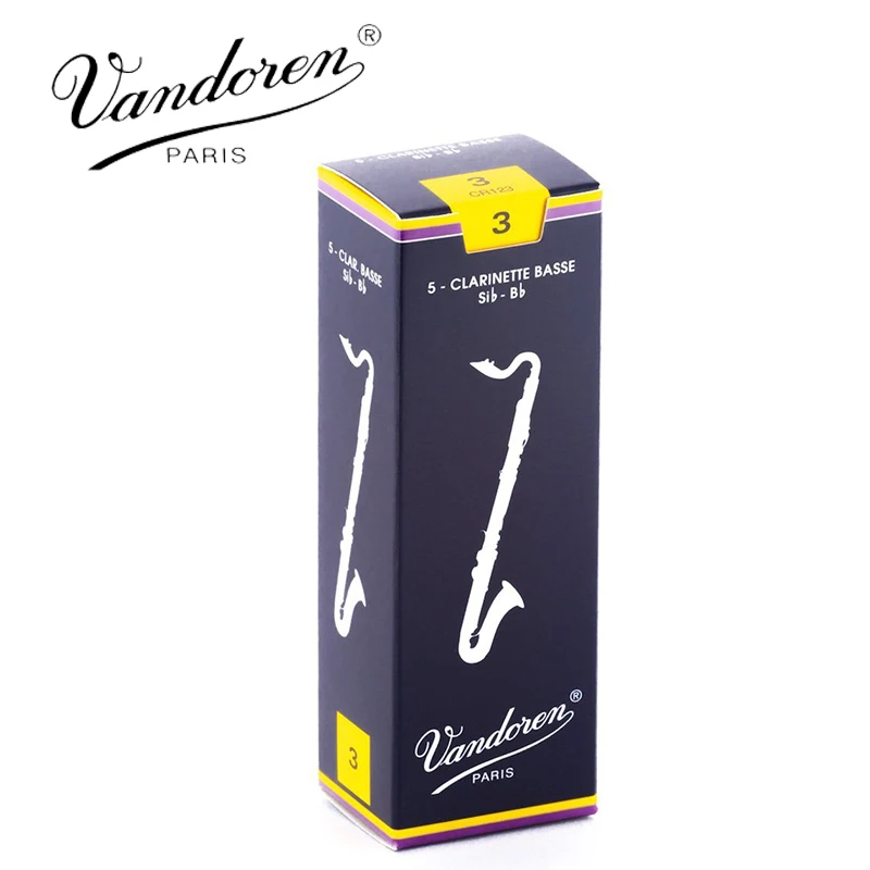 Original France Vandoren Bass Clarinet Traditional Reeds CR1225/CR123 Strength 2.5# 3.0# Box of 5 piece