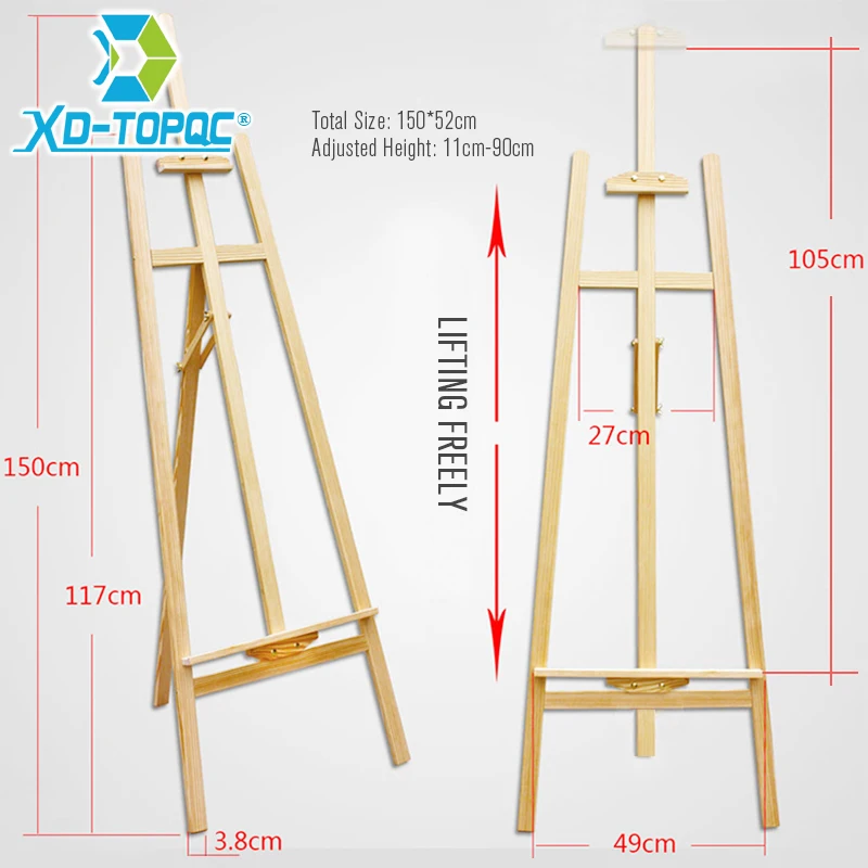 XINDI Adjustable Pine Wood Art Painting Easel 4 Colors Wooden Smooth Sketch Artist Easels For Drawing Board & Blackboard WE01