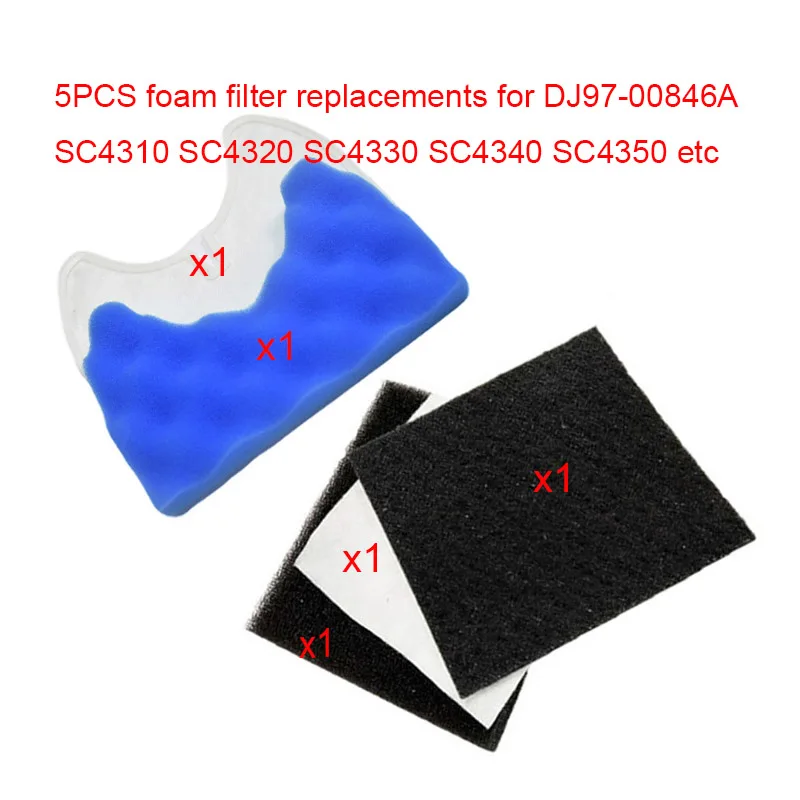 5pcs foam filter for Samsung DJ97-00846A SC4310 SC4330 SC4340 SC4350 SC4360 SC4370 SC4380 vacuum cleaning filter parts