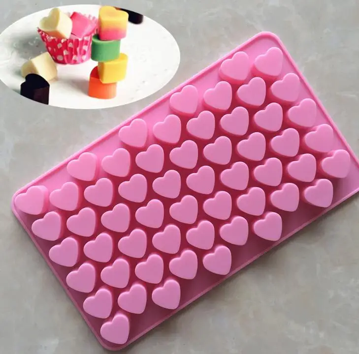 Silicone Heart Shape Chocolate Mold Gummy Candy Maker Ice Tray Jelly Moulds Kitchen Dessert cake bakeware baking tool pink