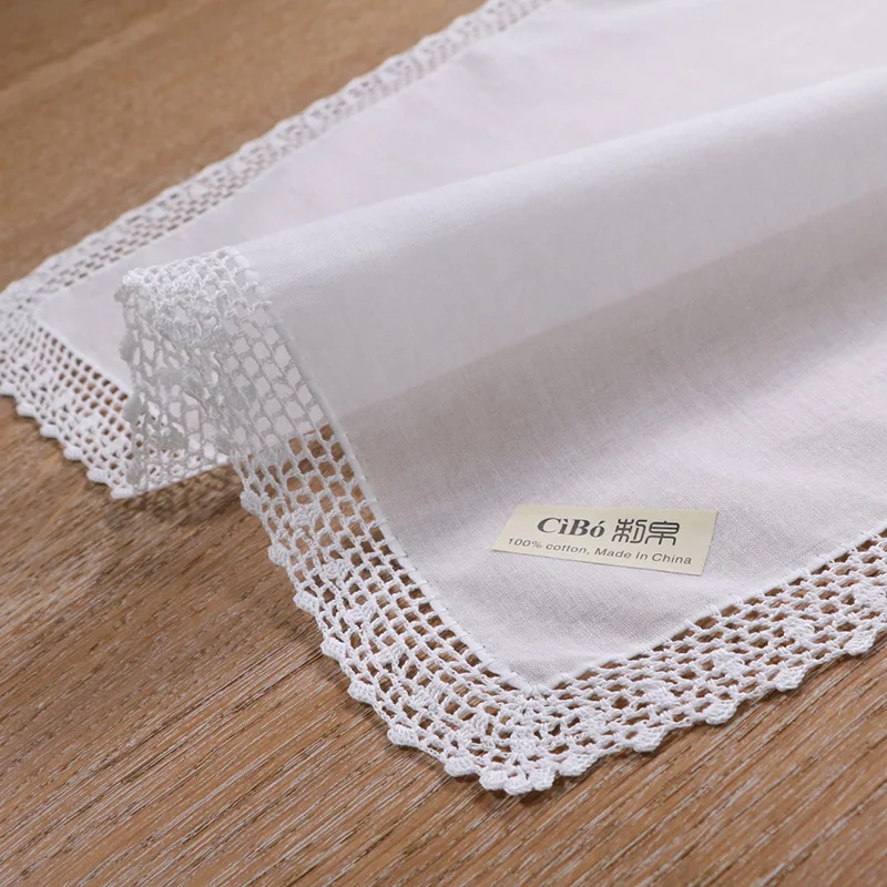 

S002: 100% cotton hand crochet lace blank handkerchief/hankie for women/ladies wedding gift