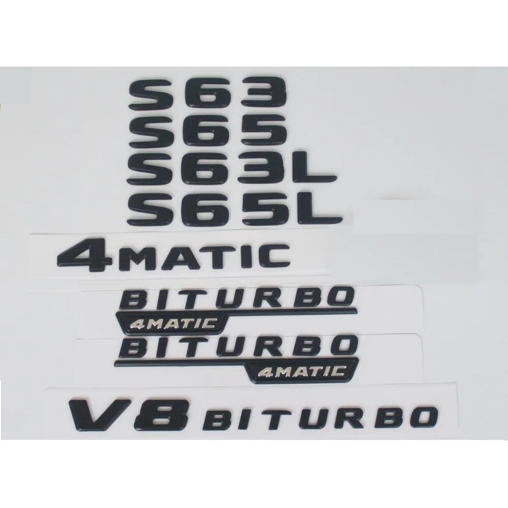 

Matte Black Trunk Letters Badges Emblems Sticker for Mercedes Benz W221 W222 S63 S63L S65 S65L V8 BITURBO 4MATIC AMG