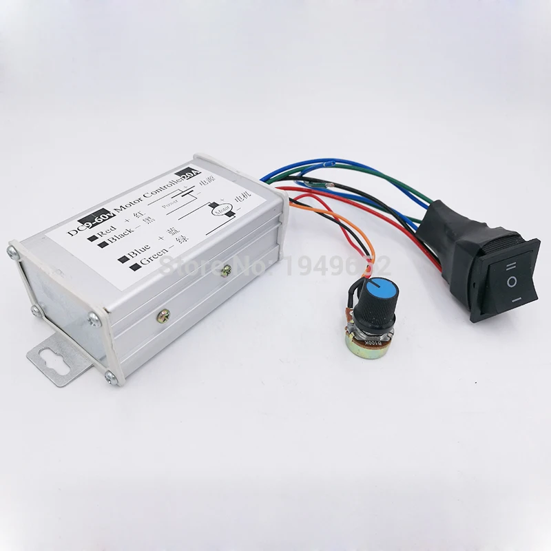 20A DC motor variable speed/reverse switch pulse width/PWM motor speed controller 12V24V36V48V