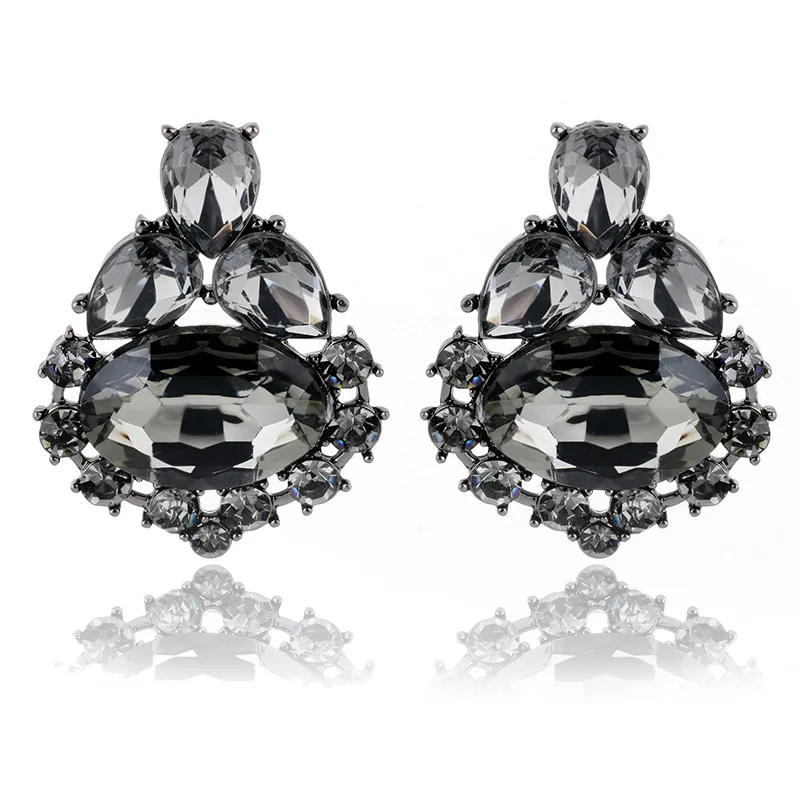 2019 Brand New Elegant Crystal Earrings Opal Stone Stud Earrings Christmas Party For Women Trendy Hematite Women Earrings