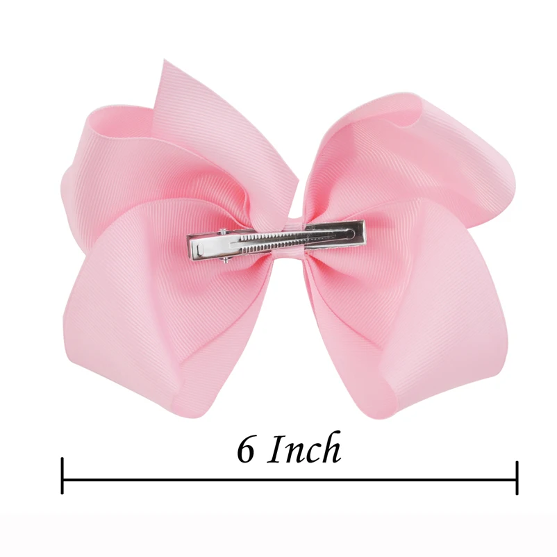 New 6 Inch Girls Cute Solid Color Grosgrain Ribbon Hair Bows Children Princess Hairpins Kids Bowknot Hairclip Hair Accessories