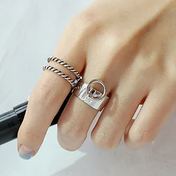 Hot Punk Alloy Open Circle Pendant Rings For Women Gold Silver Color Black Color Minimalist Simple Rings Hiphop Party Jewelry