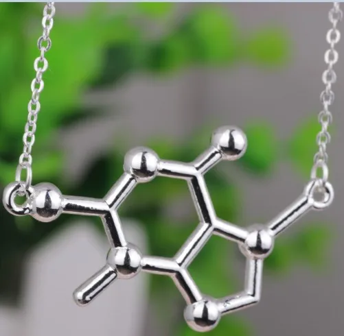 12pcs/lot fashion necklaces for women and men,Dopamine molecule chemical pendant necklace Science students necklace