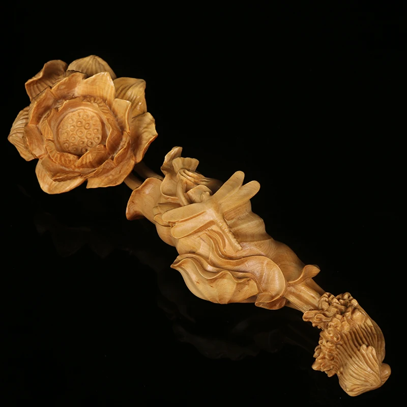 

Chinese Style Lotus Ruyi Boxwood Carving, Creative Home Decoration, Wooden Handicrafts, Gift