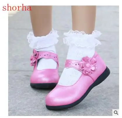 

Spring Autumn Tide black and White Girls Princess Leather Shoes Children Flower Dress Shoes For Girls Baby Shoes Kids