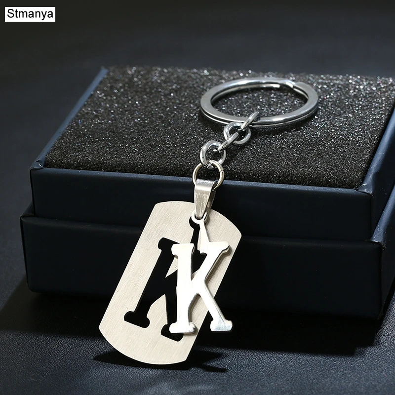 Charm New 26 Letters Stainless Steel Key Chain Men Women keychain Best Couple gift Jewelry Car Key Ring A-Z Keychain