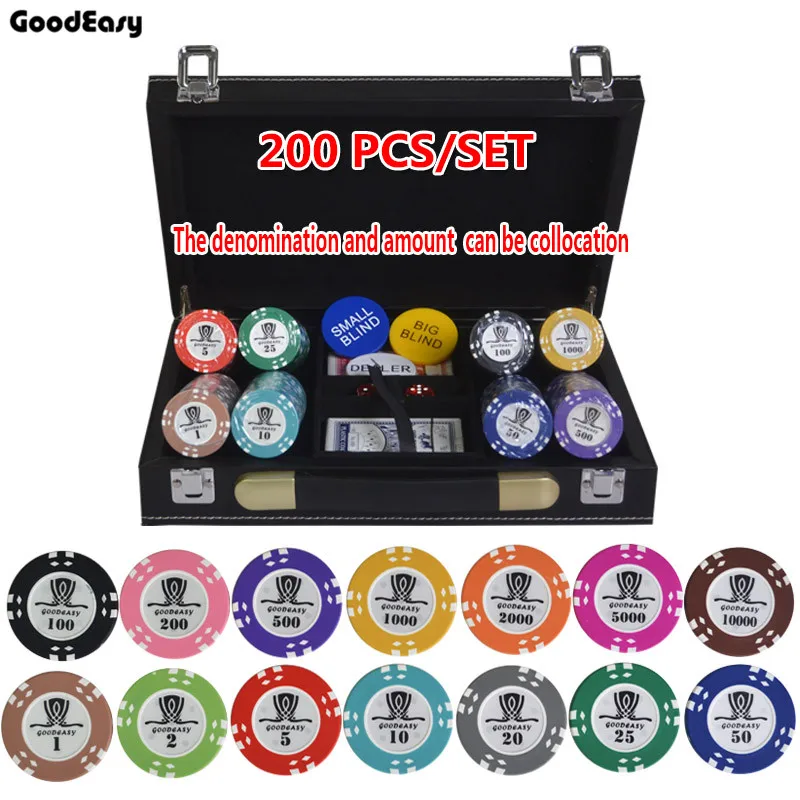 200/300/400PCS/SET 15.5g AOM Poker Chips Sets Clay Casino Chips Texas Hold'em Chip Set With Leather case&Table Cloth&Button Set