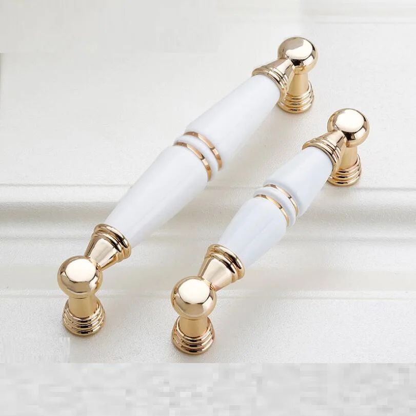 

White Ceramic Door Handles Antique Furniture Handles Drawer Pulls Kitchen Cabinet Knobs and Handles YH1531