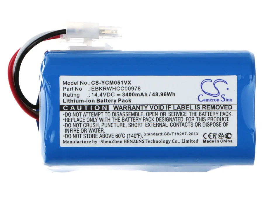 Cameron Sino 3400mAh Battery for iCLEBO YCR-M05, M05-P, M04-1,M05-10, YCR-M05-10, YCR-M05-11, YCR-M05-20, YCR-M05-30, YCR-M05-50