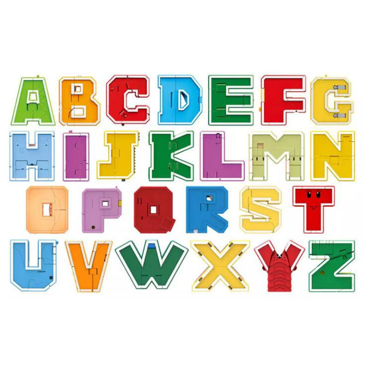 26 English Letter Transformation Alphabet Robot Animal Creative Educational Action Figures Number Robot Building Block Model toy