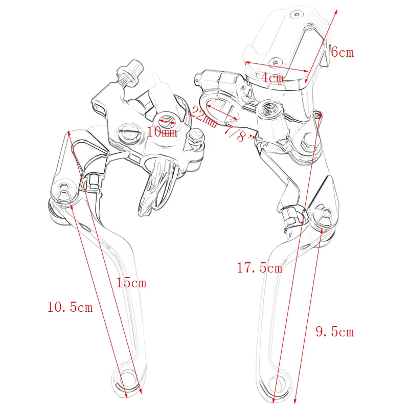 2 pcs 22mm Universal Motocicleta Cilindro Mestre Do Freio Reservatório Alavancas para Suzuki RM125 RM250 250SB RMZ450 RMZ 450 RM 125 250