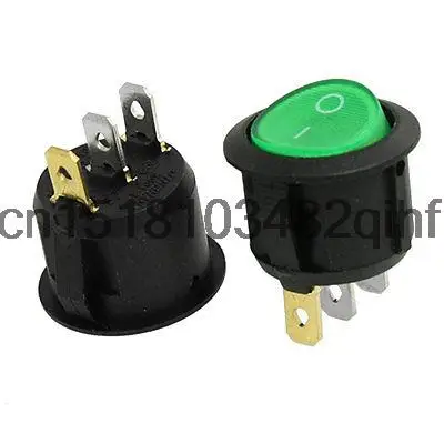 

10 x Green Light Illuminated ON-OFF SPST Round Rocker Switch 6A/250V 10A/125V AC