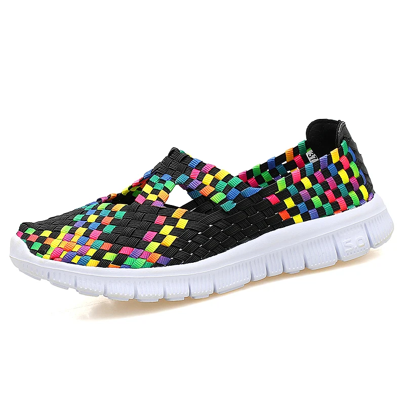 2025 Fashion Womens Shoes Summer Sneakers Mixed Color Flats Breathable Casual Shoes Loafers Comfortable Mother Shoes Size 35-42