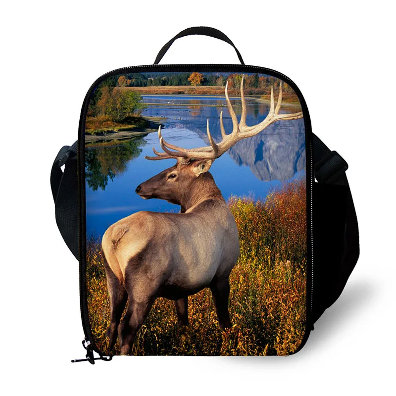 

Trendy Printing Animal elk Fine Lunch Bag Men Food Thermal Bag Small Zoo Lunchbox for Boys Children Lancheira Picnic Bag