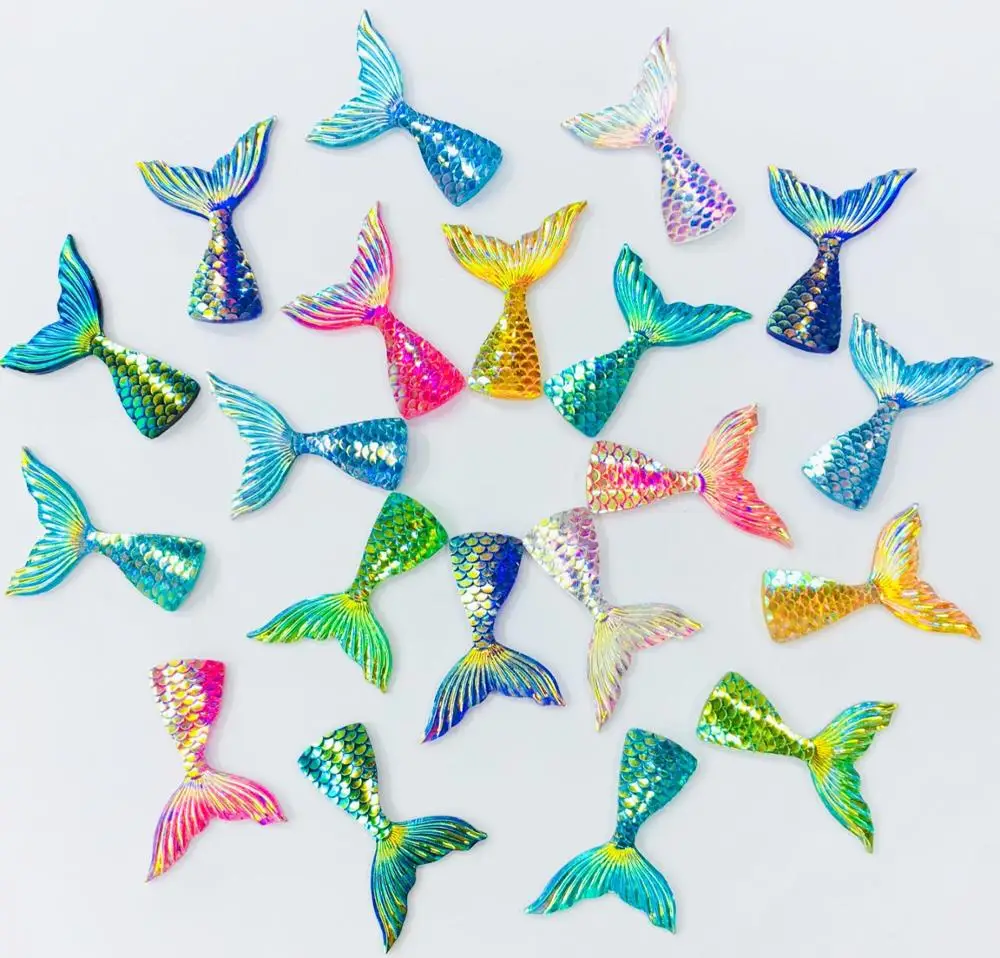 8Pcs Mermaid Tailชิ้นส่วนปลาสำหรับพวงกุญแจจี้สร้อยคอต่างหูอุปกรณ์เสริมเมือกดิน/Slime