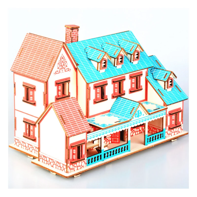 3d パズル Diy ハウスビルディング木製模型玩具ナラティヴィラ木製キットパズルゲーム組立玩具キッズギフト大人 p40