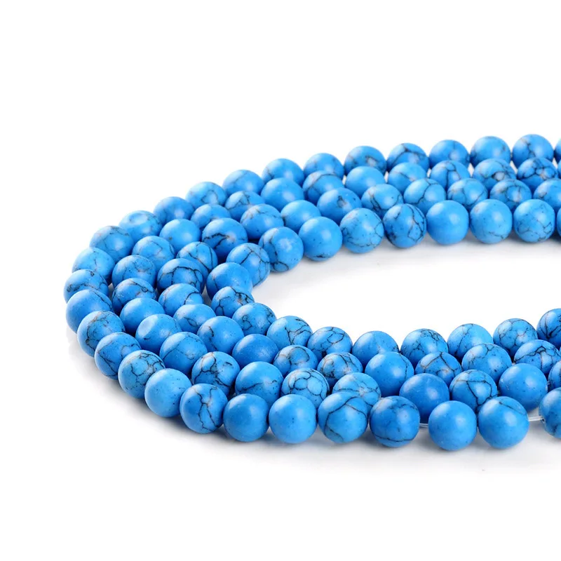 1strand/lot 4 6 8 10 12 mm Smooth Natural Turquoises Round Loose Spacer Bead For Jewelry Making DIY Necklace Bracelet Wholesale