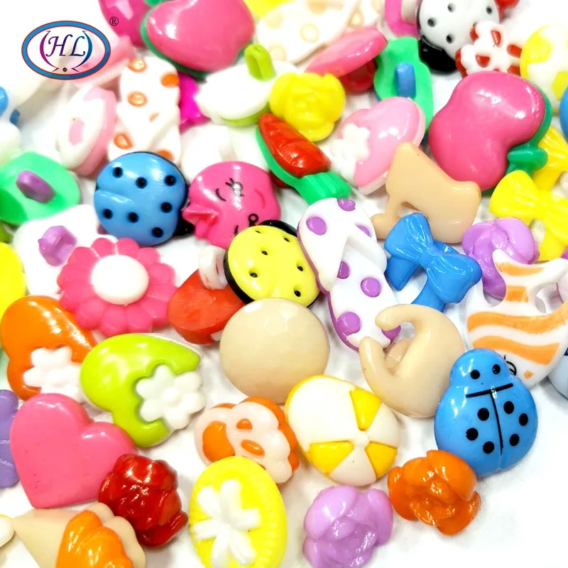 HL 50/150pcs Lots Assorted Patterns Shank Cartoon Plastic Buttons Children\'s Dolls Sewing Accessories DIY Scrapbooking Crafts