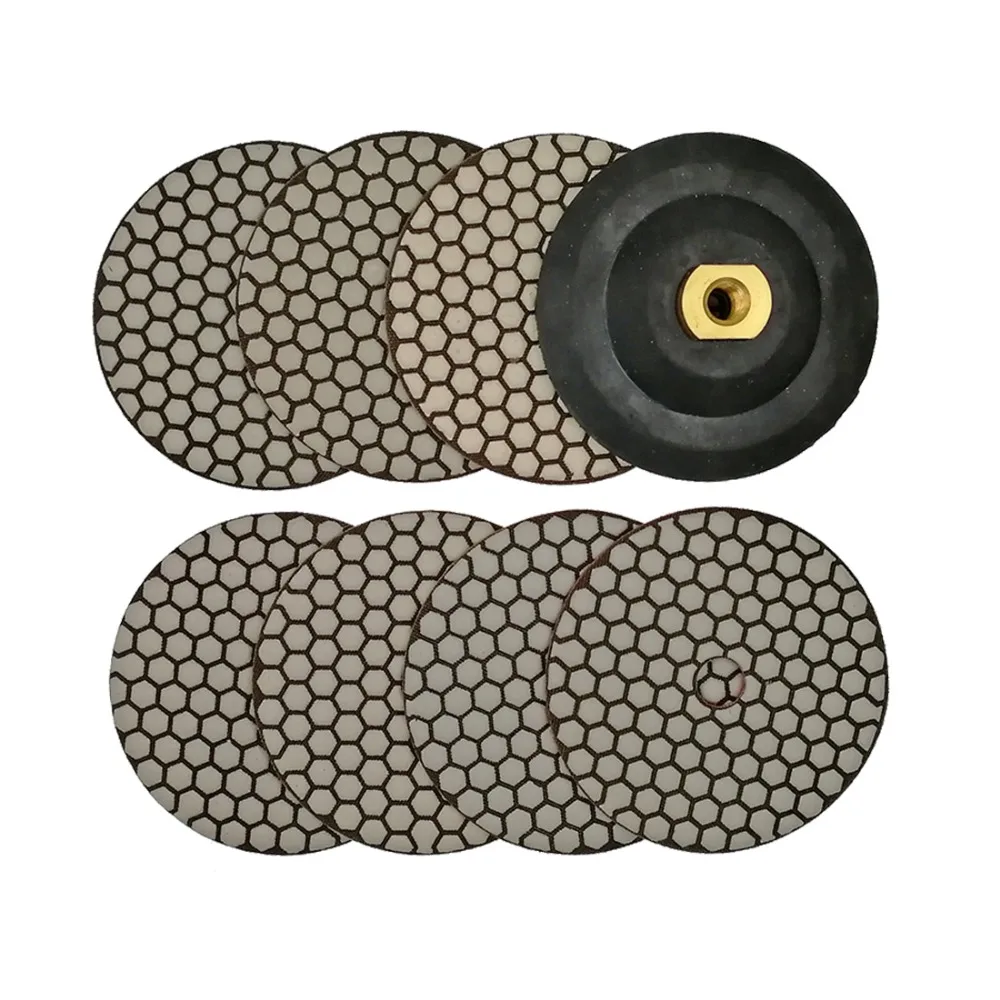 

7pcs/set Dia125mm Diamond Dry polishing pads with a M14 rubber backer 5" Resin bond stone sanding disc granite marble ceramic