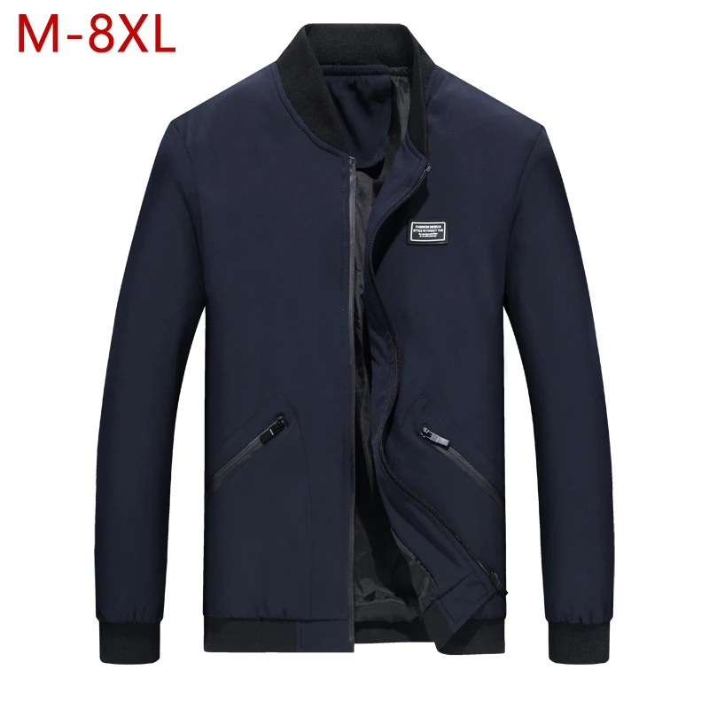 Male Thin Windbreaker Men Casual College Jacket M-8Xl Spring Autumn Blue Black Varsity Coat Summer Overcoat