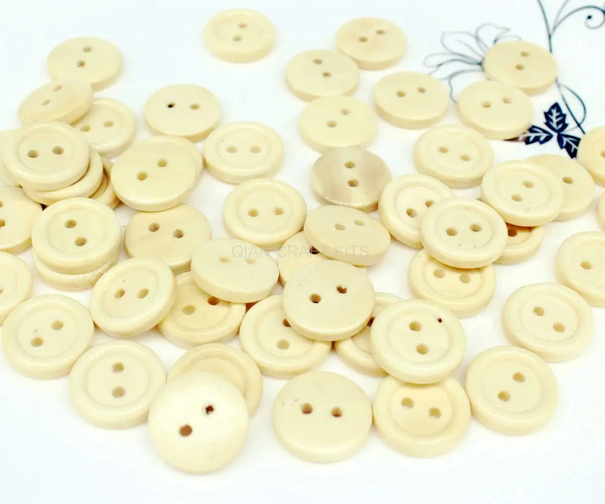 600 Natural Wooden Buttons - 2 hole - Wood Button ,size 15mm natural light brown color lacquered