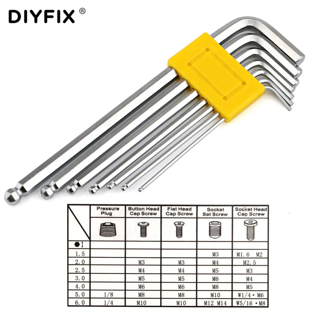 Универсальный шестигранный ключ DIYFIX, набор отверток, торцевой ключ, длинный/короткий кронштейн, набор ручных инструментов